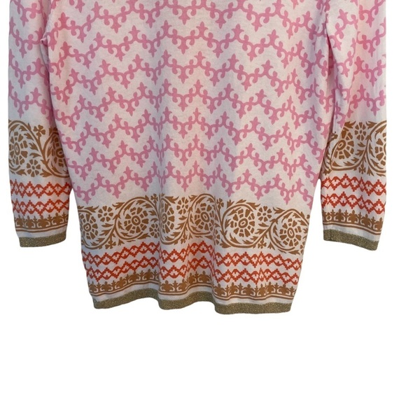J. McLaughlin Cardigan Sweater Womens Size Small Pink Knit Gold Trim Office Work - Picture 6 of 9